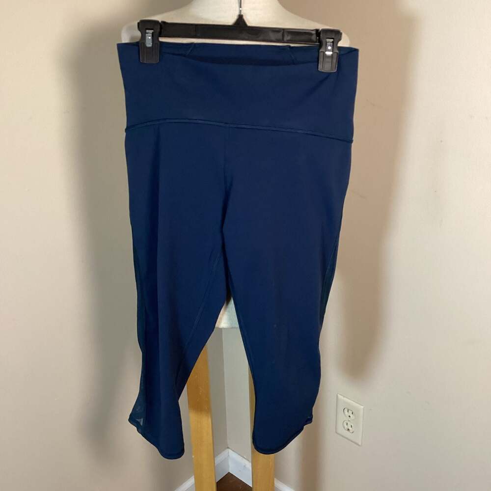 Lululemon Mesh Panel Crop Leggings Navy Blue Size 10